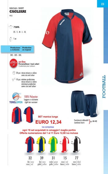 CAGLIARI  calcio M/L Sportika